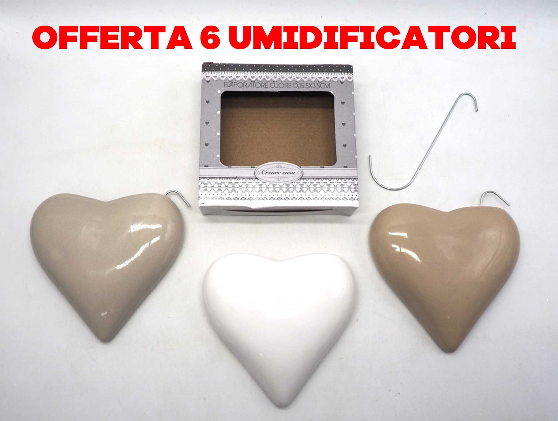 OFFERTA 6 UMIDIFICATORI CON CUORE IN CERAMICA PER TERMOSIFONI