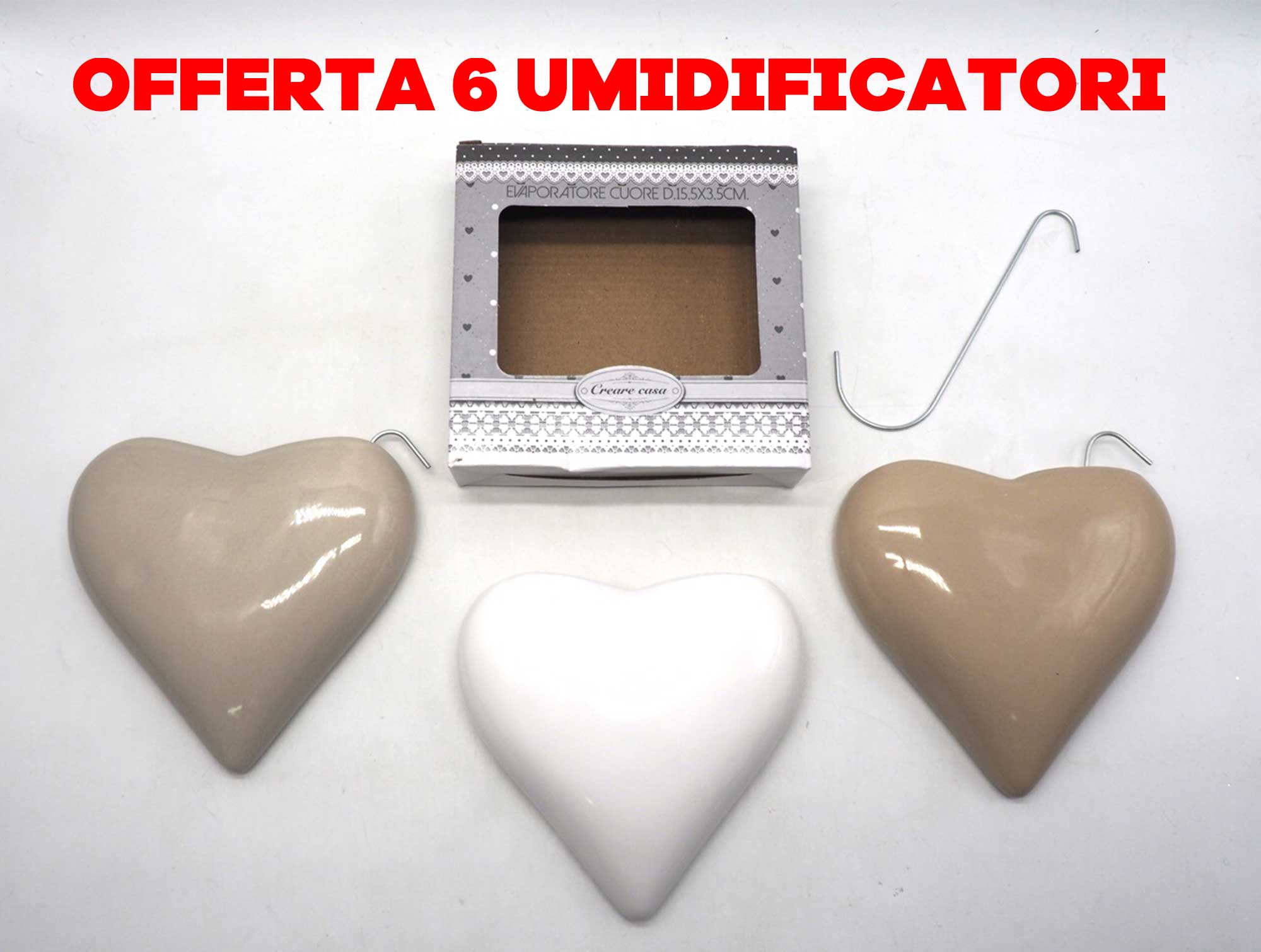 OFFERTA 6 UMIDIFICATORI CON CUORE IN CERAMICA PER TERMOSIFONI