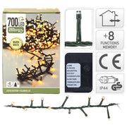 LUCI DI NATALE 700 LED BIANCO CALDO 8 GIOCHI DI LUCE