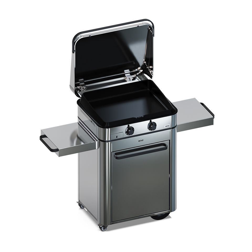 ENO Piastra a Gas ENOSIGN 65 su Carrello, 100x126x67 cm, Acciaio Inox