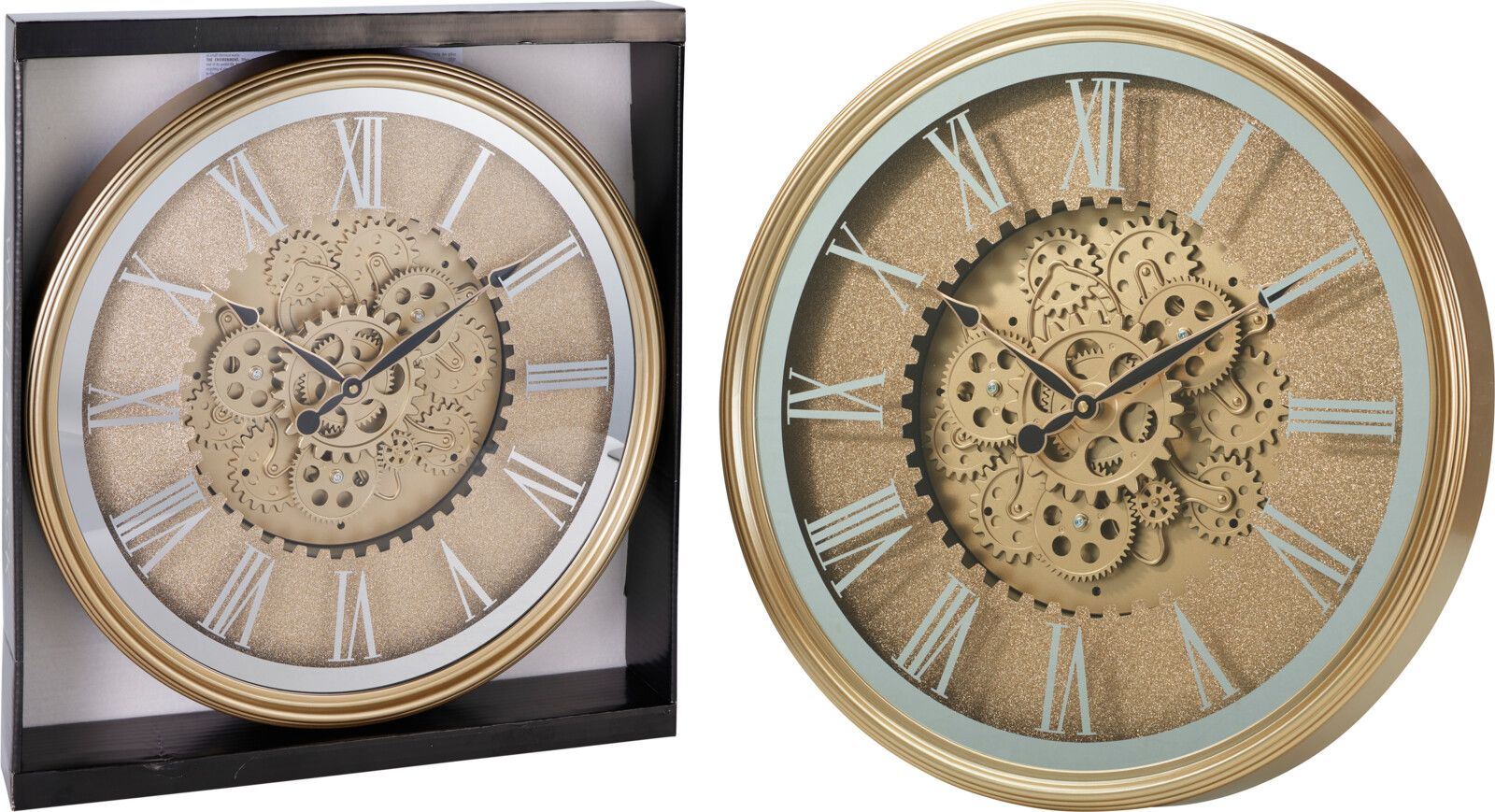 Orologio da Parete Grande in Metallo Dorato
