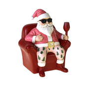 Babbo Natale con vino rosso poliresina 15x14x18.5 cm Funky Christmas