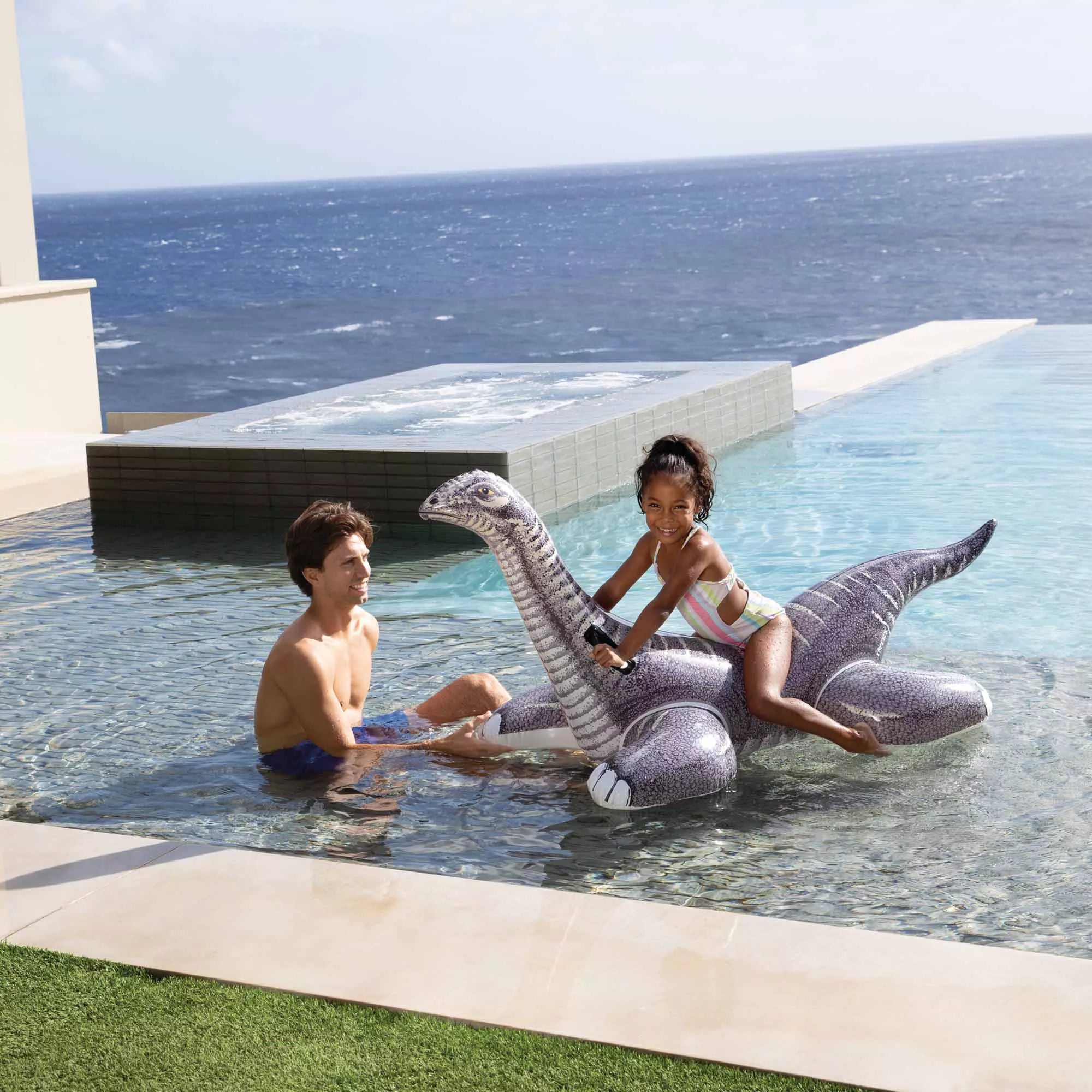 Cavalcabile Gonfiabile Mare Brontosauro 178cm x 178cm x 94cm Multicolore Intex