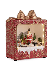 Decorazione Natalizia Pacco Regalo con Babbo Natale e LED 19,5x12x24h Rosso Oro Christmas