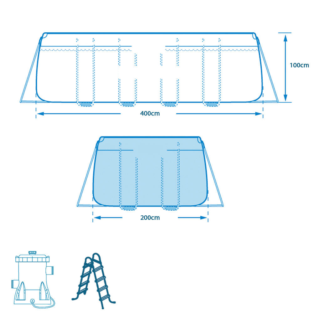 PISCINA PRISMA METAL FRAME 400X200X100 RETTANGOLARE