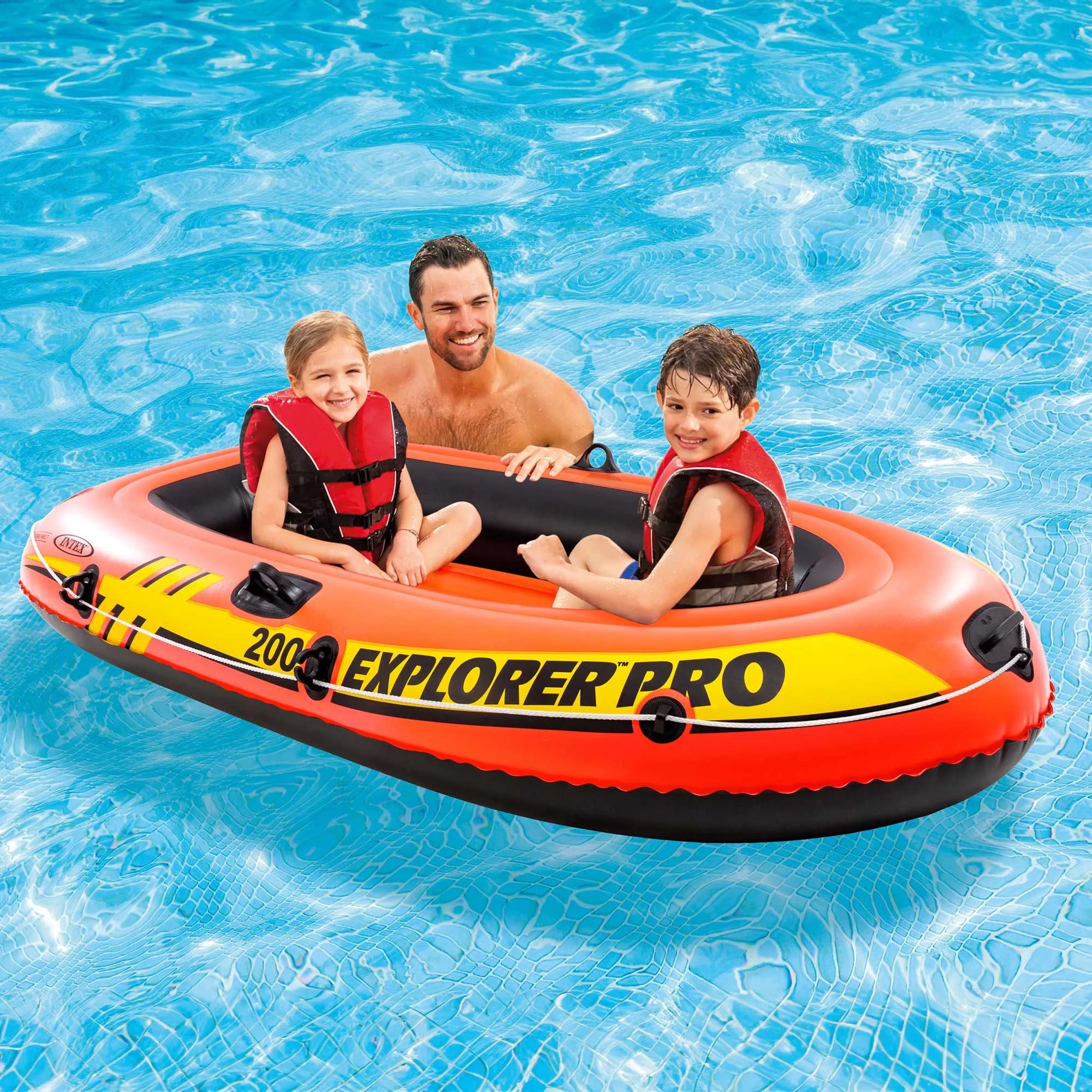 Canotto Gonfiabile Explorer Pro 200 196cm x 102cm x 33cm Arancione Intex