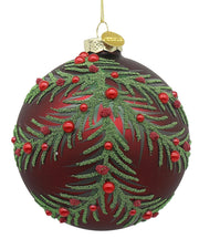 Sfera in Vetro Decorata Rami D10cm Rosso Christmas