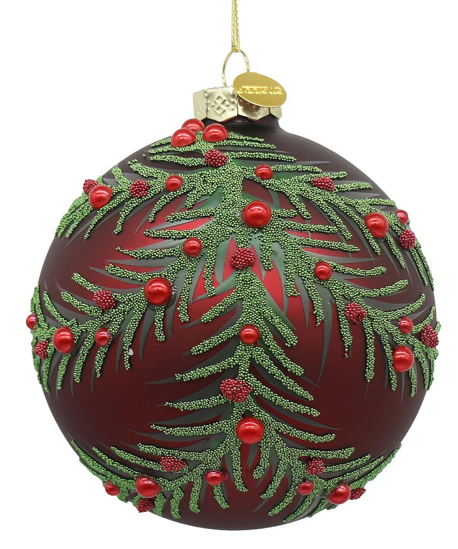 Dekorative Glaskugel Zweige D10cm Rot Weihnachten