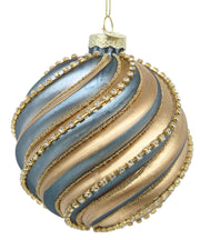 Sfera in Vetro Decorata Creams D10cm Champagne Azzurro Christmas