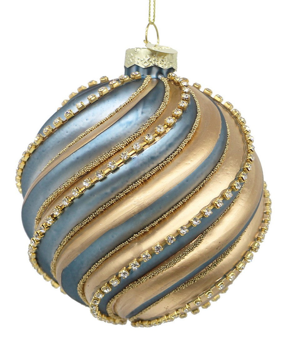 Dekorative Glaskugel Creams D10cm Champagner Hellblau Weihnachten