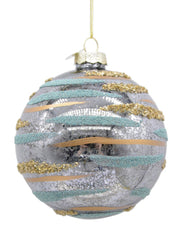 Sfera Vetro Streaks Azzurro D10 Christmas