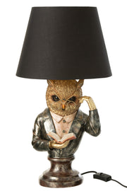 Lampada Da Tavolo Gufo Ombra Resina 55.5 cm Marrone Oro Antico Peraga Christmas