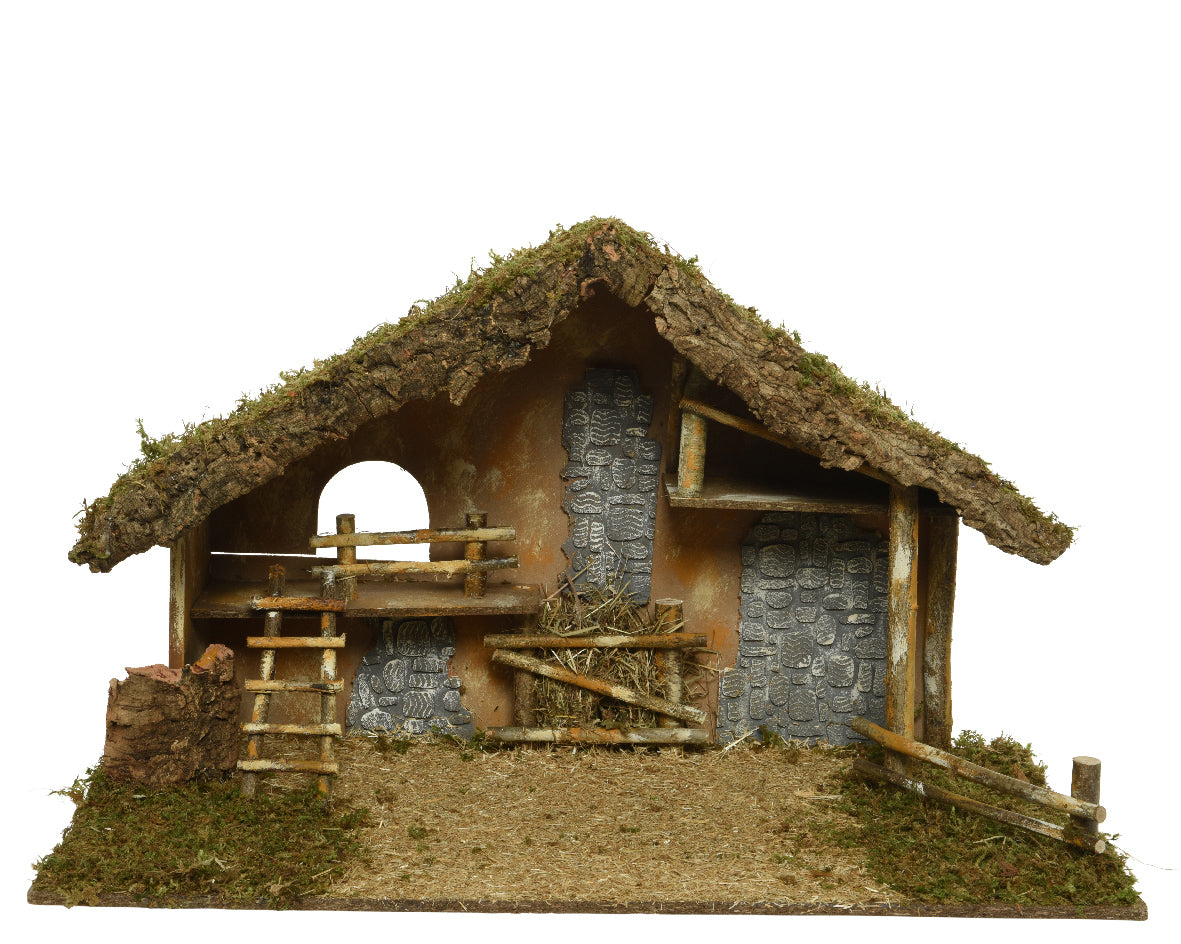 CAPANNA 90X50XH54 CM CON CORTECCIA E MUSCHIO PER PRESEPE