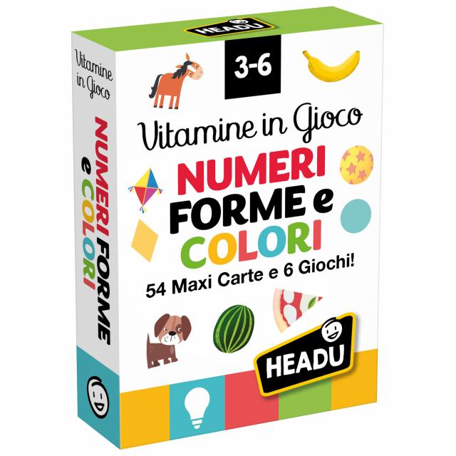 Gioco Educativo Vitamine in Gioco Numeri Forme Colori 54 Maxi Carte Headu