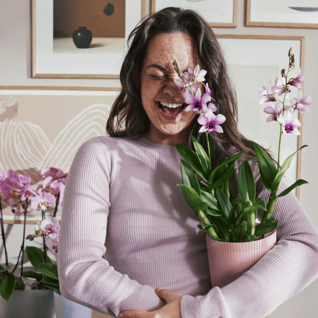 VASO PER ORCHIDEE VIBES FOLD ORCHID HIGH 12,5CM ROSA SMALTATO