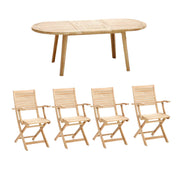 OFFERTA SET DA PRANZO TAVOLO ALL. JAKARTA 150/200X90 IN LEGNO+4 POLTRONE