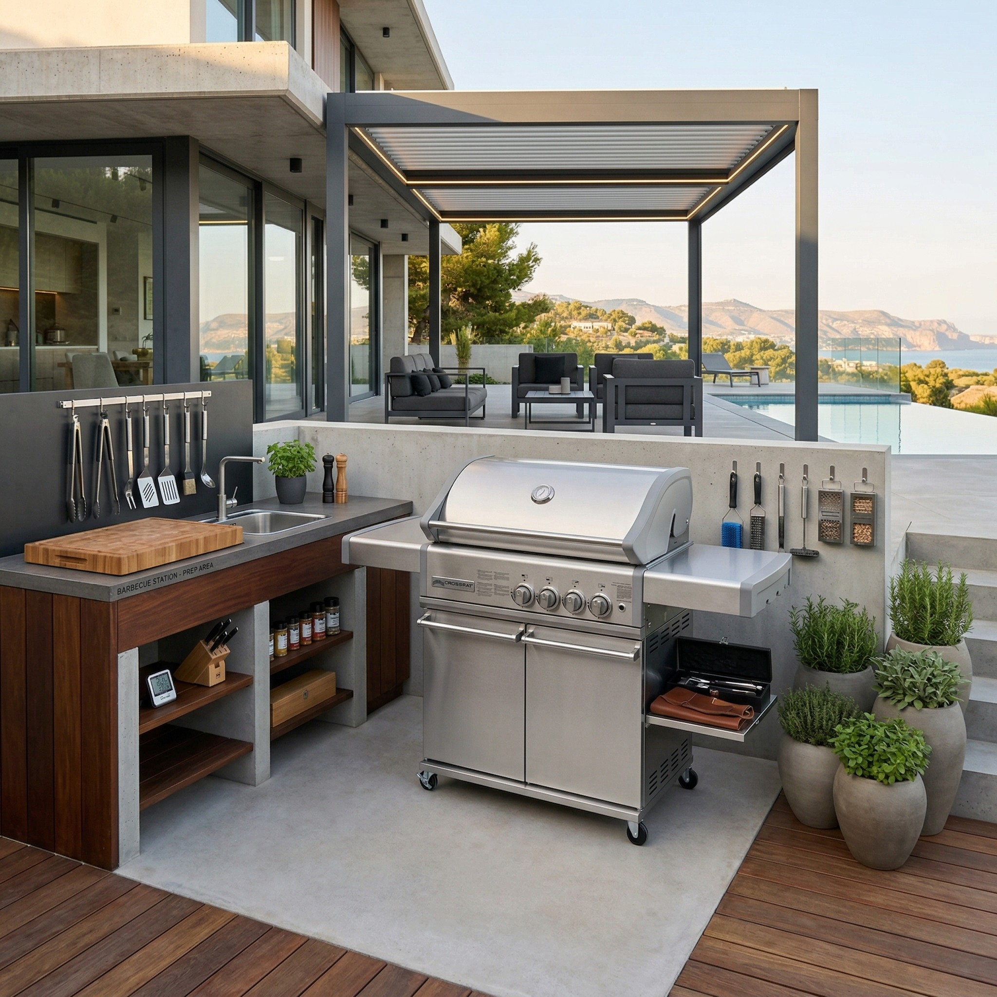 Barbecue a Gas Infrarossi 4 Bruciatori Acciaio Inox Crossray