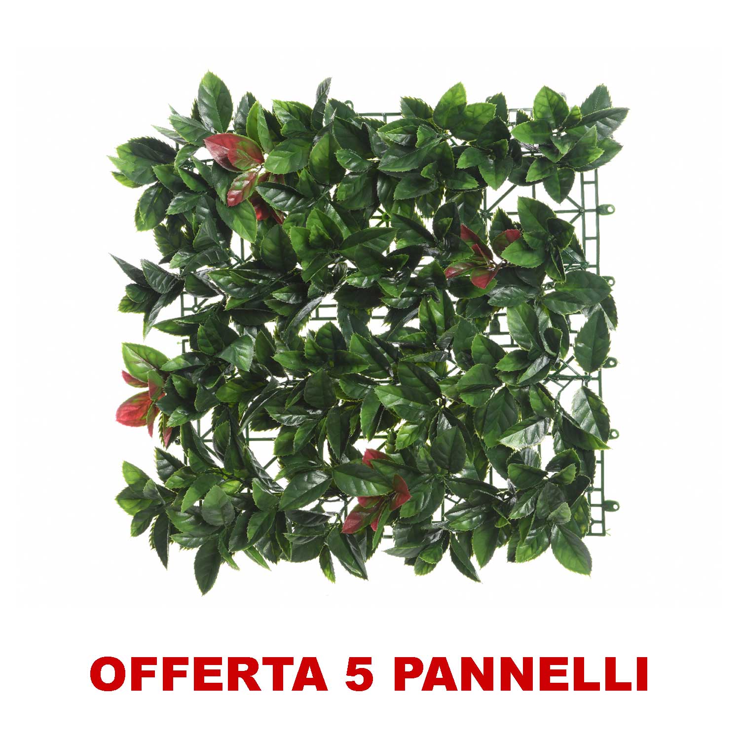 OFFERTA 5 PANNELLI SIEPE ARTIFICIALE PHOTINIA 10X100X100CM VERDE