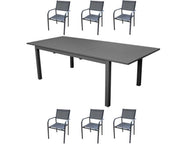 OFFERTA TAVOLO TRIESTE 200/280 CON 6 POLTRONE DUCA GRIGIO
