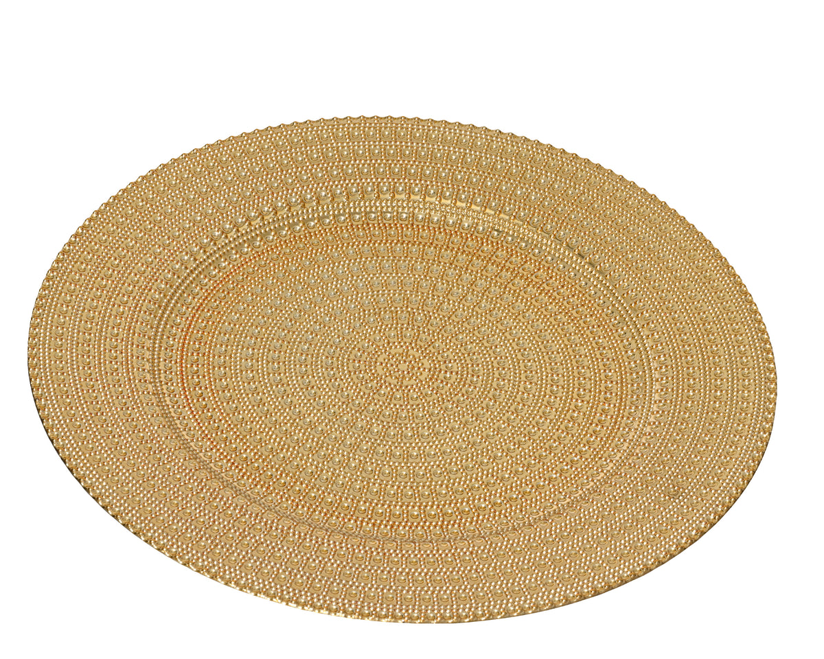 Dekorativer Platzteller mit geprägten Punkten, Ø 33 cm, Gold, Peraga Christmas