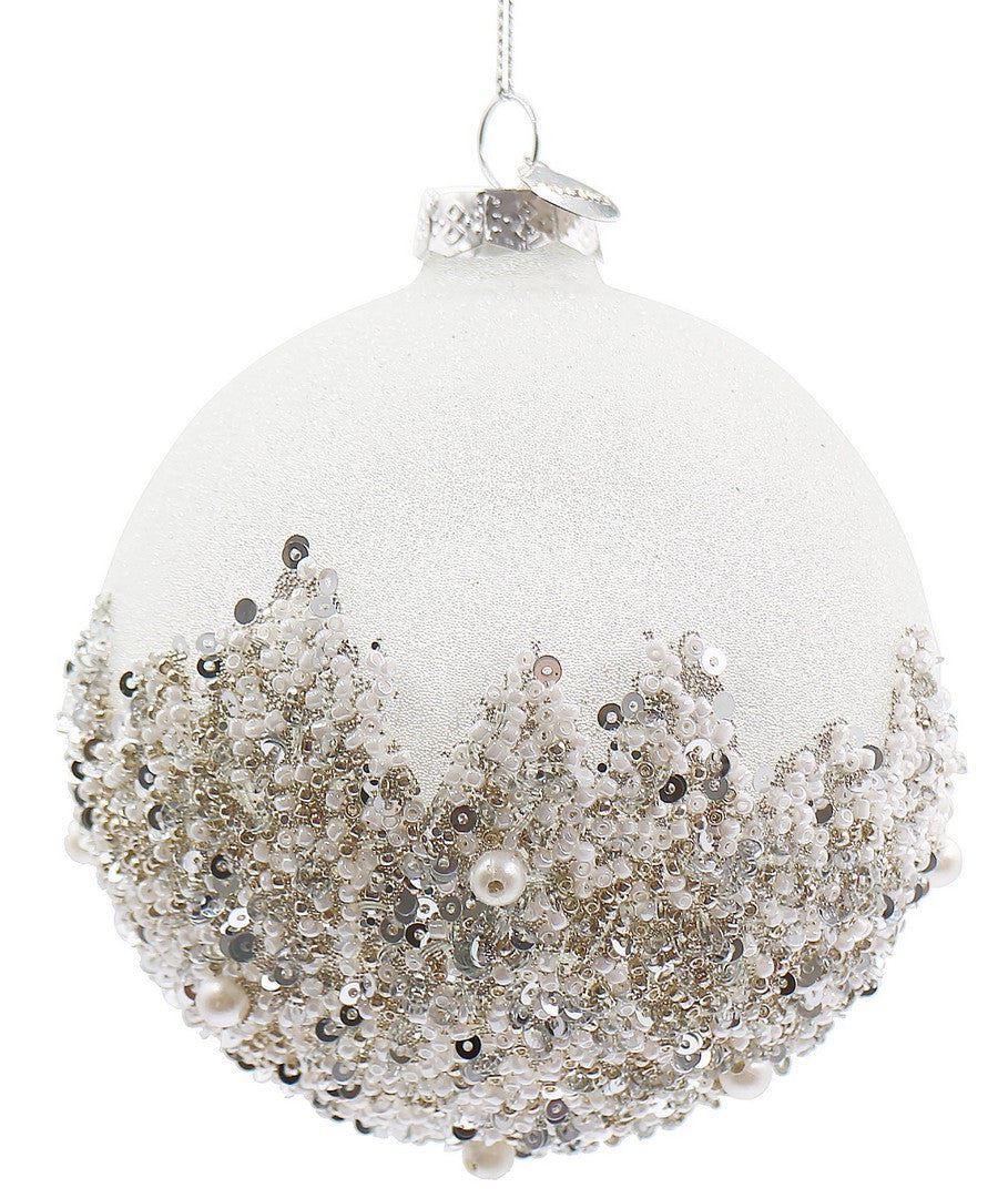 Frostglint Glaskugel D10cm Weiß Christmas