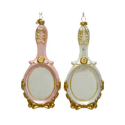 PENDENTE NATALIZIO A FORMA DI SPECCHIO GLITTER ROSA O BIANCO 15CM ASSORTITO