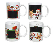 TAZZA BIANCA CON BABBO NATALE E RENNA 9,5 CM MODELLO ASSORTITO
