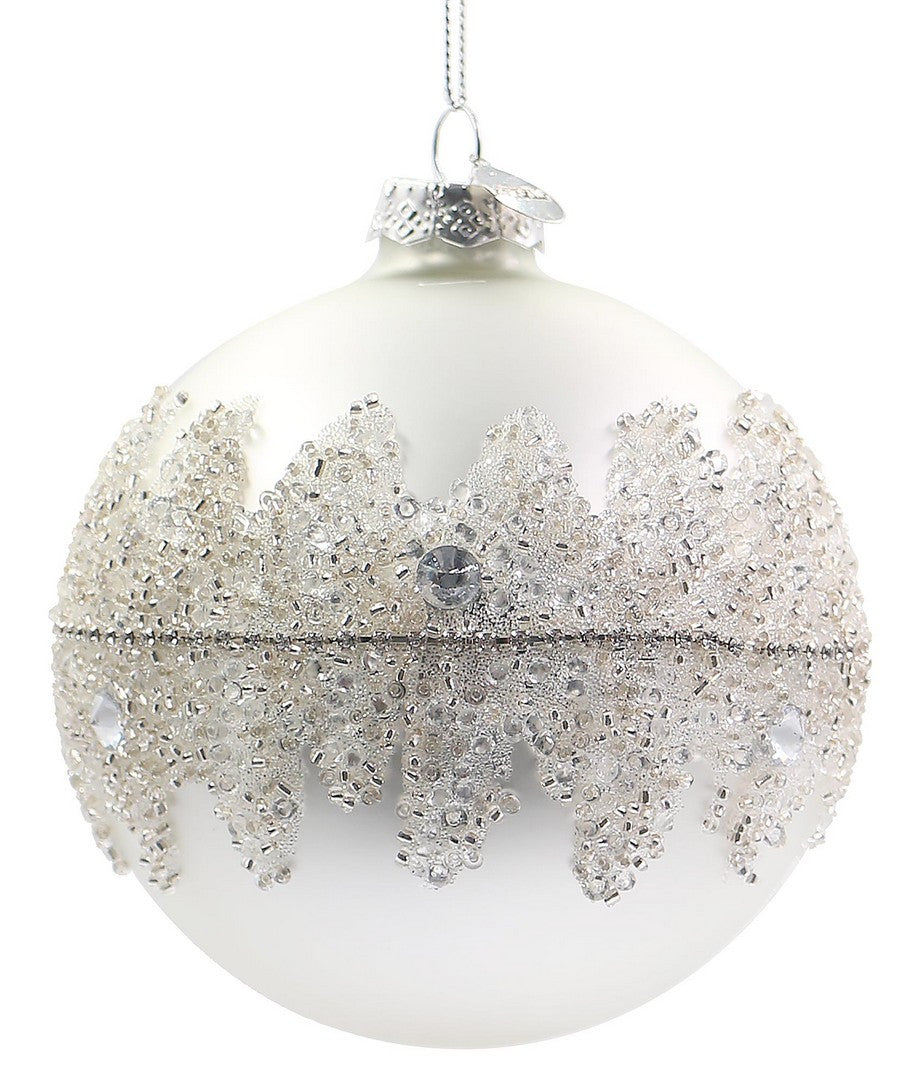 Weihnachtskugel Frostlace D10cm Weiß Christmas