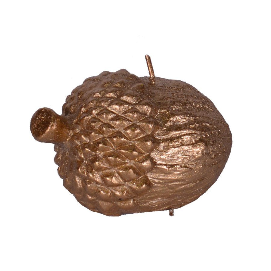 CANDELA DECORATIVA GHIANDA 6X10CM ORO SCURO