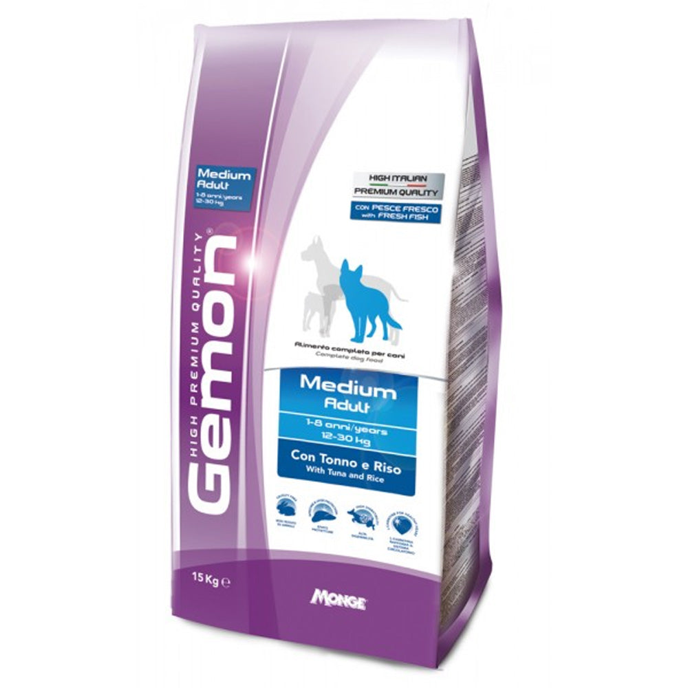 GEMON - CROCCHETTE PER CANI ADULTI DI TAGLIA MEDIA 15KG TONNO E RISO