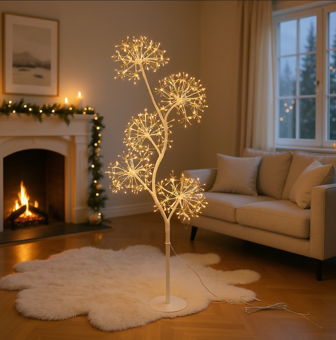 ALBERO RAMO BIANCO CON 5 SFERE H120CM MICROLED
