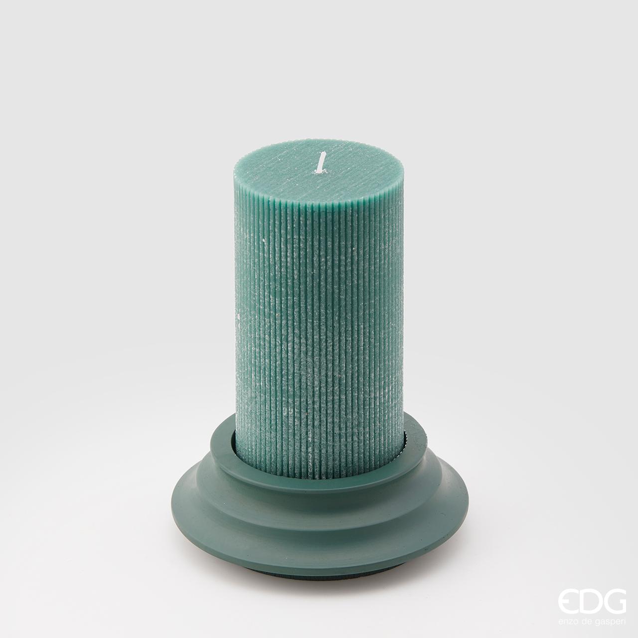 ELEGANTE CANDELA DORICA C/PIATTO D.8X15CM VERDE