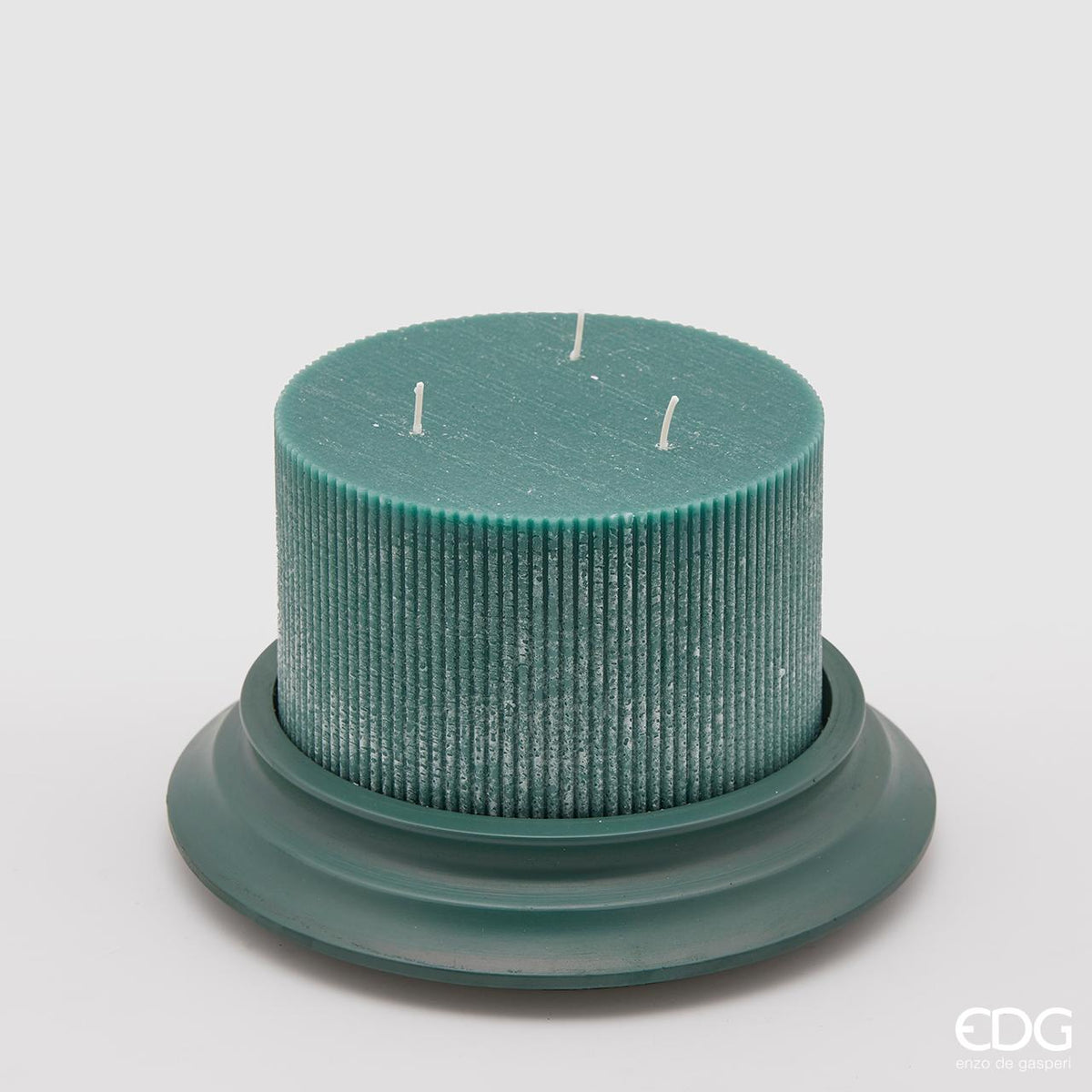 ELEGANTE CANDELA DORICA C/PIATTO D.15X10CM VERDE