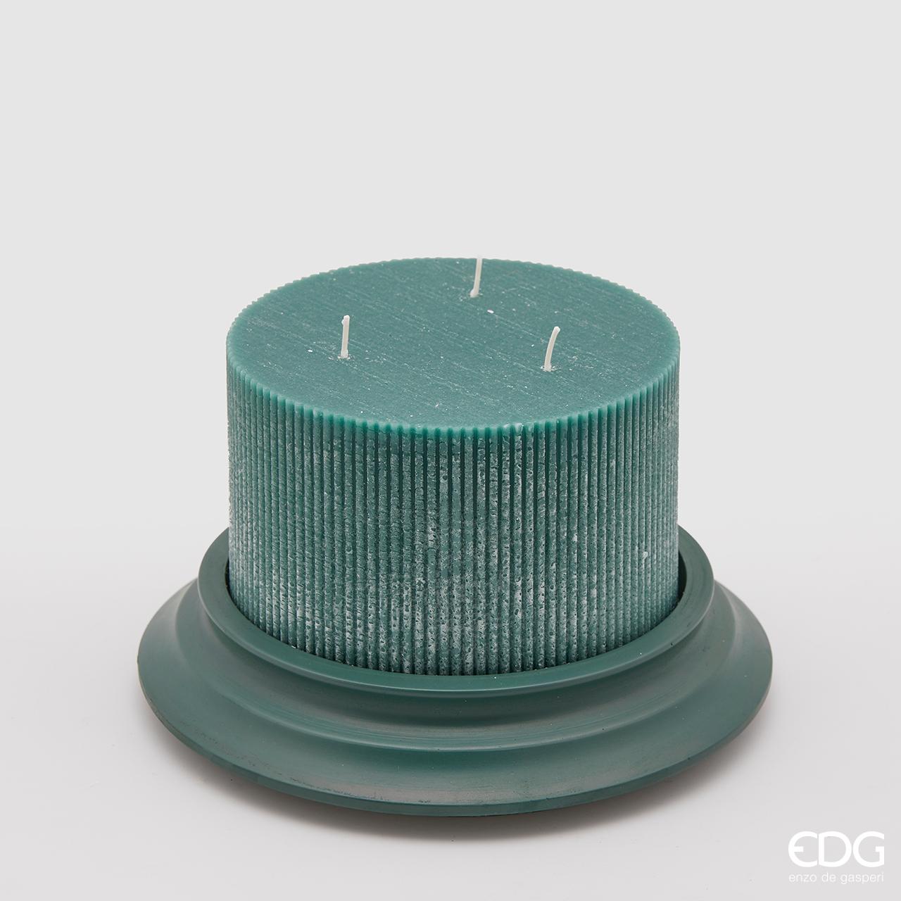 ELEGANTE CANDELA DORICA C/PIATTO D.15X10CM VERDE