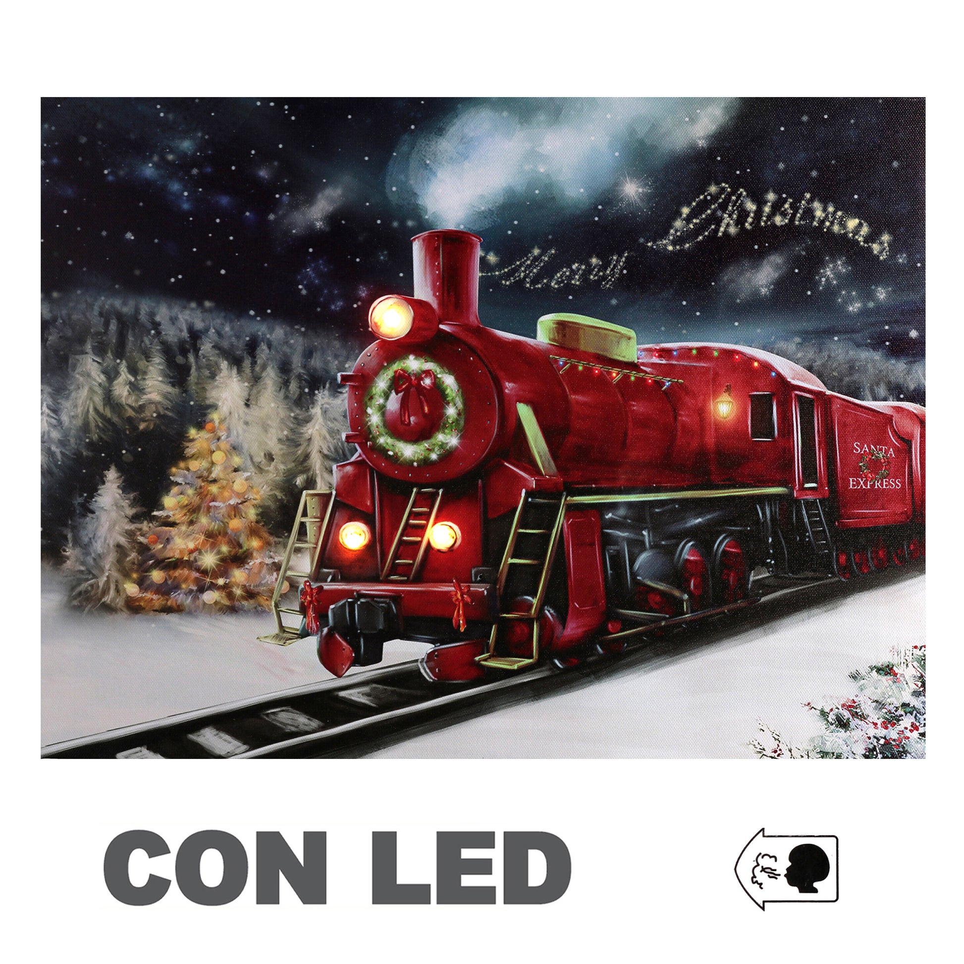 QUADRO NATALIZIO CON TRENO 40X30X1,8CM CON MICROLED