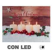 QUADRO NATALIZIO CON CANDELE BIANCHE 40X30X1,8CM CON MICROLED