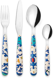 SET 24 POSATE 'FLOWER&LEMON' "CUTLERY" COLOR BLU MEDITERRANEO