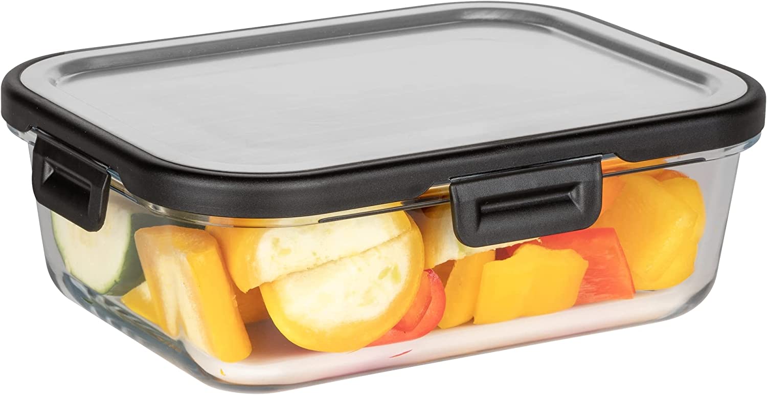 CONTENITORE PER ALIMENTI IN VETRO 1 L COPERCHIO IN ACCIAIO INOX