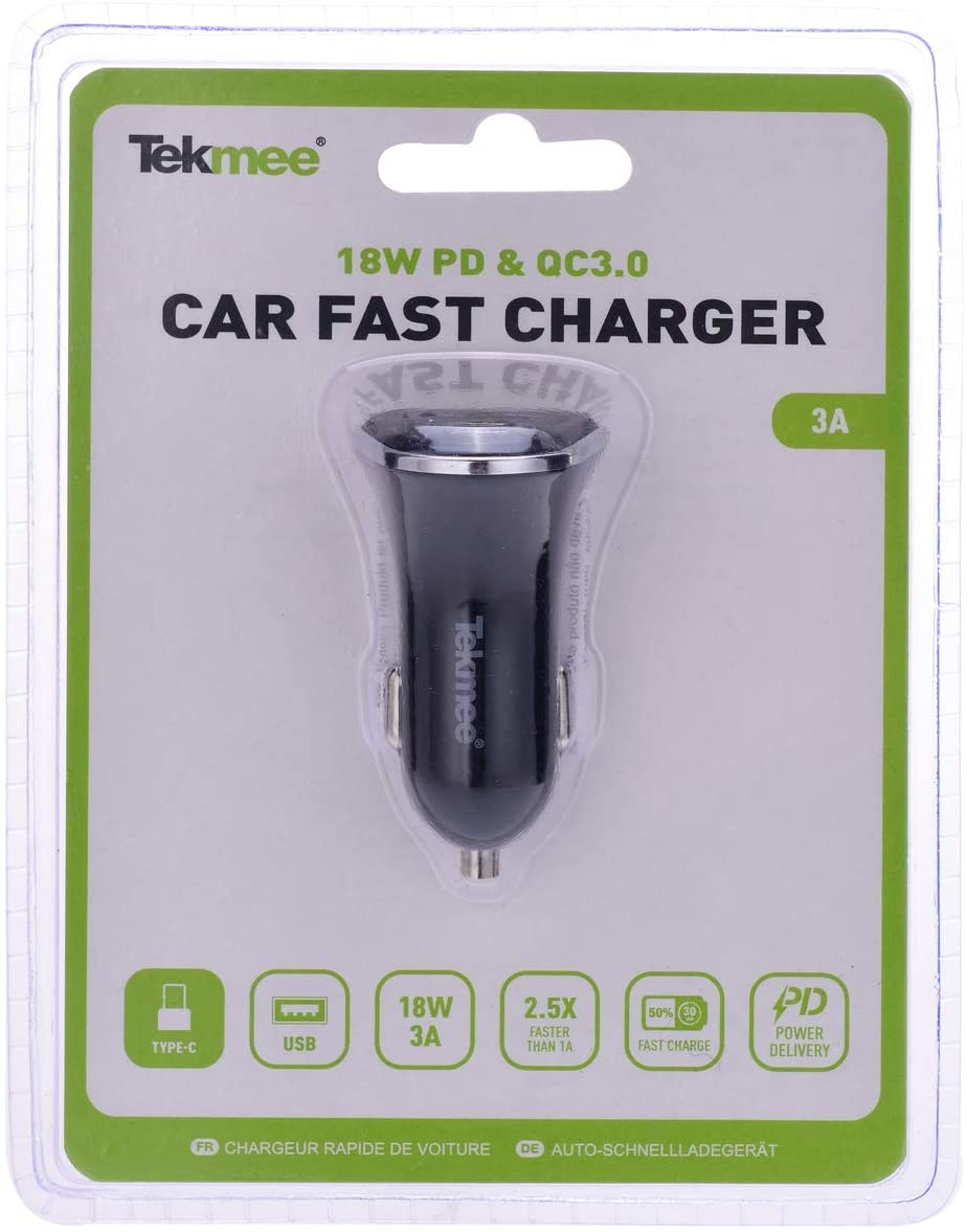CARICATORE RAPIDO PER AUTO 18W PRESA ACCENDISIGARI USB TYPE-C