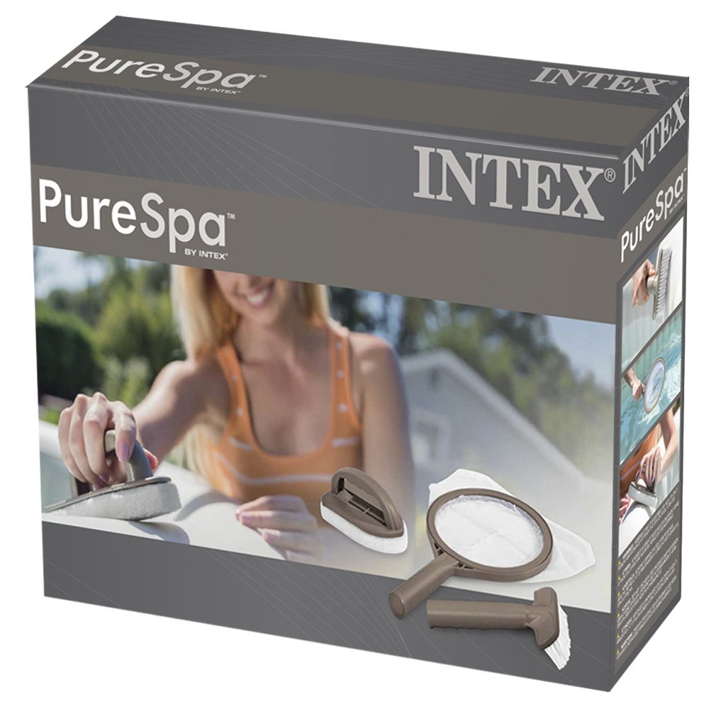 KIT PULIZIA PISCINA SPA IDROMASSAGGIO 2 SPAZZOLE + RETINO
