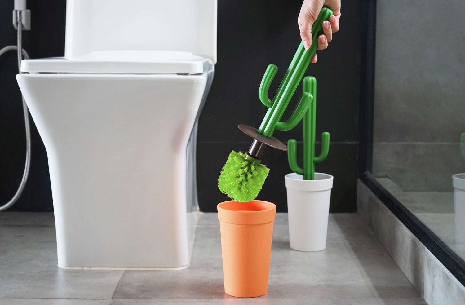 SCOPINO WC CACTUS BIANCO-VERDE