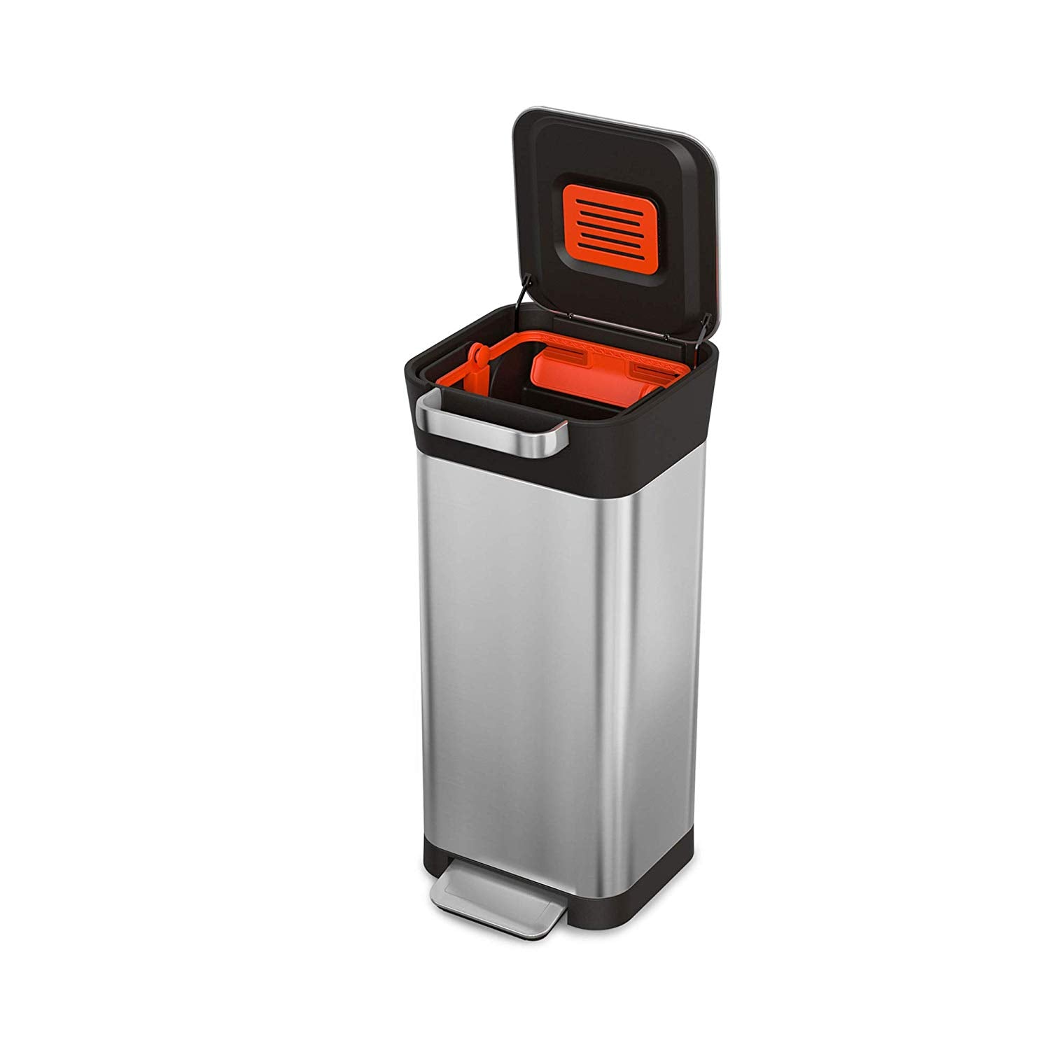 PATTUMIERA A PEDALE TITAN CON COMPATTATORE IN ACCIAIO INOX 20L