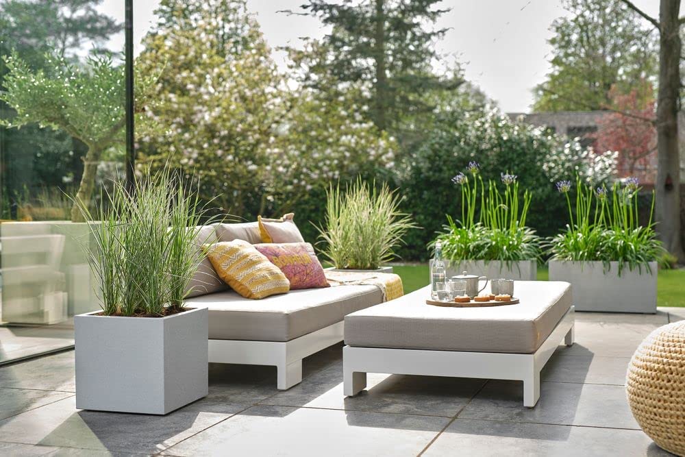 VASO VIVO NEXT SQUARE 40CM LIVING CONCRETE GRIGIO CHIARO