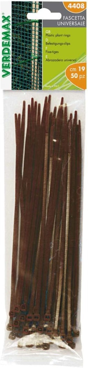 50PZ FASCETTE DENTELLATE MARRONE AUTOBLOCCANTI