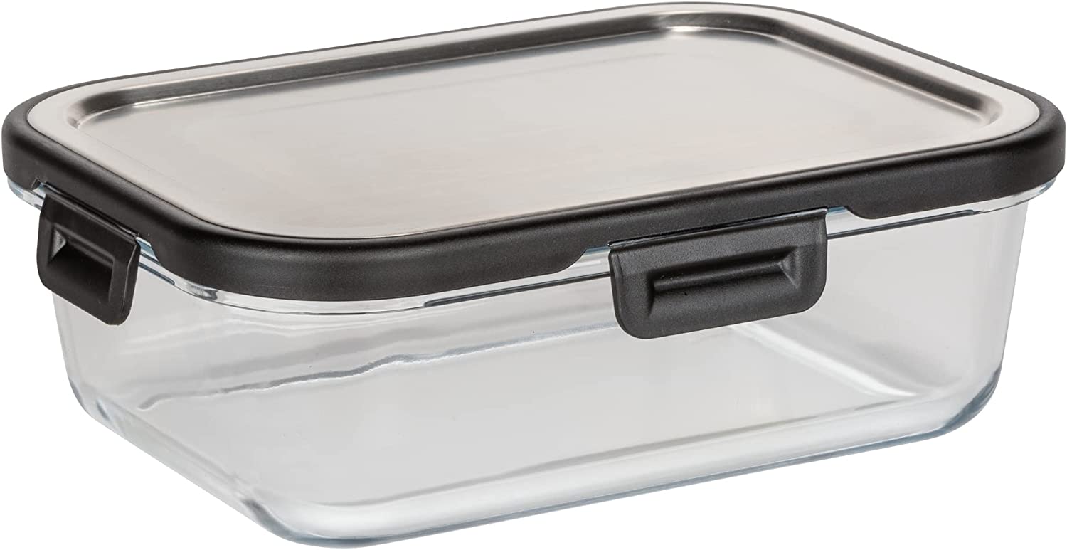CONTENITORE PER ALIMENTI IN VETRO 1 L COPERCHIO IN ACCIAIO INOX