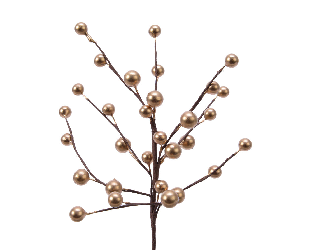 OFFERTA 4 RAMI PICK CON BACCHE ORO H26CM