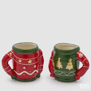 Tazza Maglione H.12 D.15,5 Verde/Rosso Modello Assortito