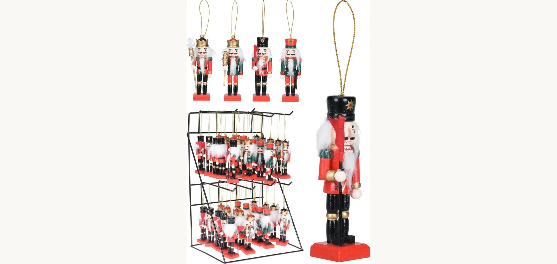 Decorazione natalizia appendibile schiaccianoci 10cm - rosso modello assortito