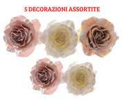 5 ROSE APPENDIBILI CON CLIPS 14 CM COLORI ASSORTITI