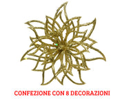 8 FIORI CON CLIPS 14X5 CM ORO GLITTER